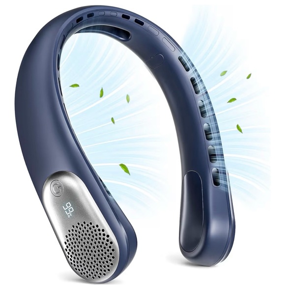 Neck Fan, LED Display USB Rechargeable Portable Fan,360° Cooling Bladeless - Picture 6 of 7